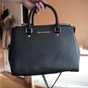 Michael Kors Medium Black Tote w/ Gold Hardware